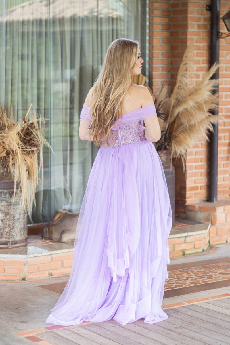 Vestido Debutante Princesa Vermelho Escuro Alça Ombro