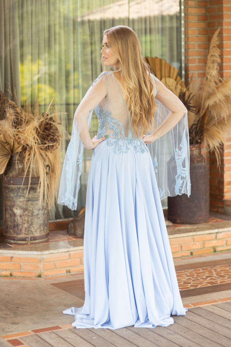 Vestido Azul Serenity com Aplicações e Bordados – Balancê Brasil